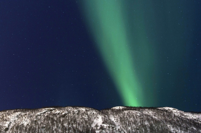 Aurora Boreales, Tromsoe, Norway. Mountain