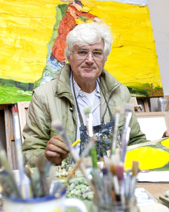 Maler Klaus Fussmann im Atelier